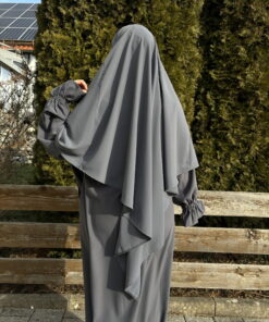 2144-3 - Khimar 1-lagig Medina Seide Grau